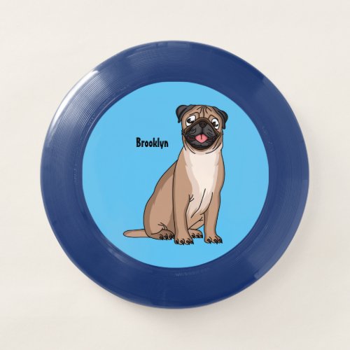 Funny happy pug dog cartoon illustration  Wham_O frisbee