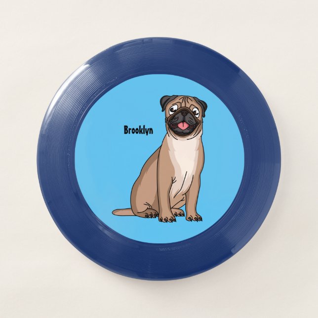 Funny happy pug dog cartoon illustration  Wham-O frisbee (Front)