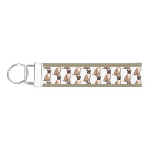 Funny happy pug dog cartoon illustration wrist keychain