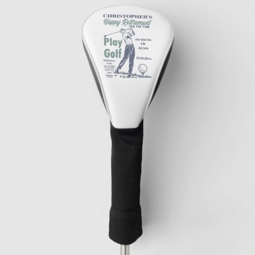 Funny Happy Retirement Golfer Theme Retro Golf Golf Head Cover