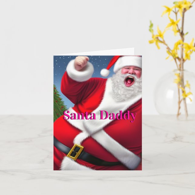 Funny Happy Santa Daddy Humor Card (Yellow Flower)