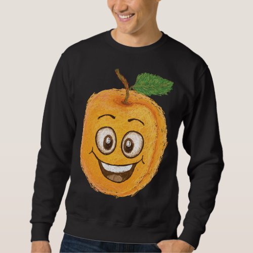 Funny Happy Smiling Apricot Fruit Cartoon Characte Sweatshirt