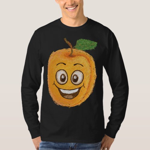 Funny Happy Smiling Apricot Fruit Cartoon Characte T_Shirt