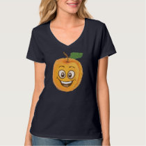 Funny Happy Smiling Apricot Fruit Cartoon Characte T-Shirt