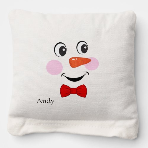 Funny Happy smilingSnowman Face Cornhole Bags