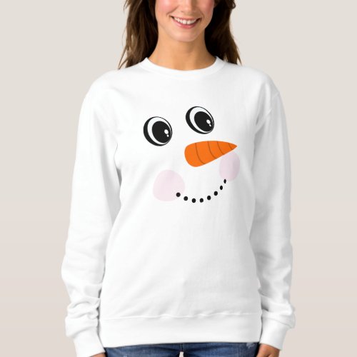 Funny Happy smiling  Snowman Face  T_Shirt Sweatshirt