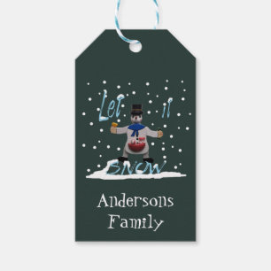 Funny happy smiling snowman Personalized Gift Tags