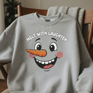 Funny Happy Snowman Face T-Shirt   Cute Smiling Sweatshirt