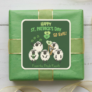 Funny Happy St Patrick's Day to Ewe Irish Sheep Square Sticker