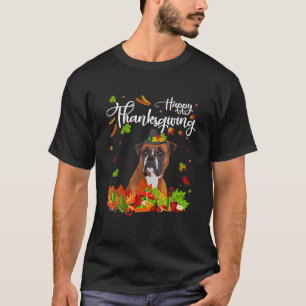 Funny Happy Thanksgiving Boxer Dog Turkey T Shirt