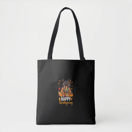 Funny Happy Thanksgiving Dachshund Dog Turkey Long Tote Bag