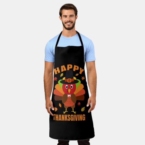 Funny Happy Thanksgiving Day illustration Apron