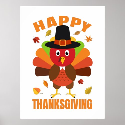 Funny Happy Thanksgiving Day illustration Poster