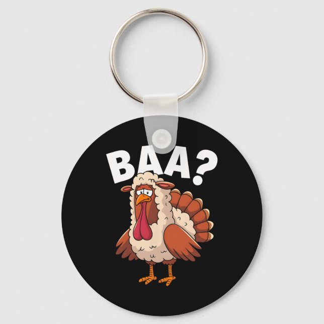 Funny Happy Thanksgiving Turkey A Lamb Costume  Keychain (Front)