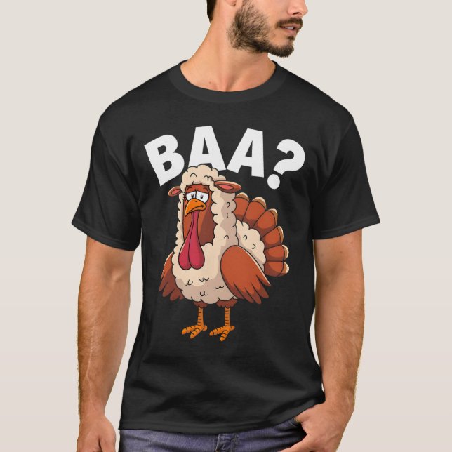 Funny Happy Thanksgiving Turkey A Lamb Costume  T-Shirt (Front)