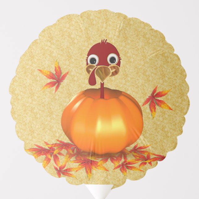 Funny Happy Thanksgiving Turkey in Pumpkin Balloon (Front)