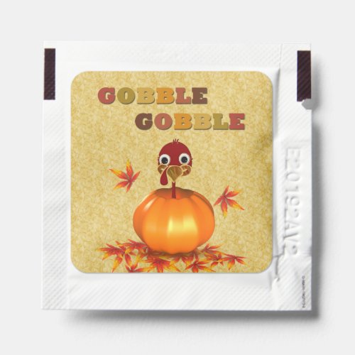Funny Happy Thanksgiving Turkey in Pumpkin Hand Sanitizer Packet