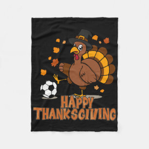 Funny Happy Thanksgiving Turkey Soccer Lovers Boys Fleece Blanket