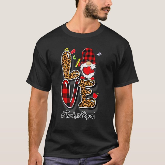 Funny Happy Valentine Gnome Teacher Love Teacher S T-Shirt (Front)
