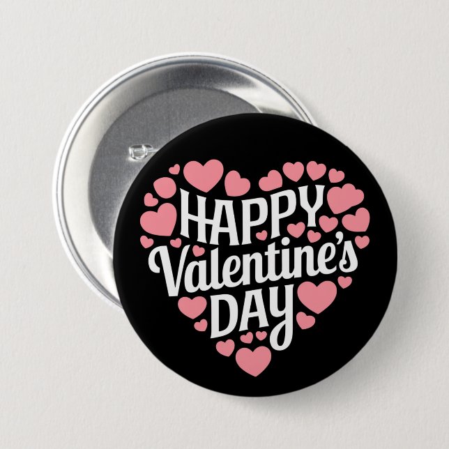 Funny Happy Valentines Day Heart Love Valentine  Button (Front & Back)