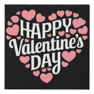 Funny Happy Valentines Day Heart Love Valentine Faux Canvas Print