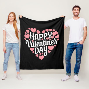 Funny Happy Valentines Day Heart Love Valentine  Fleece Blanket