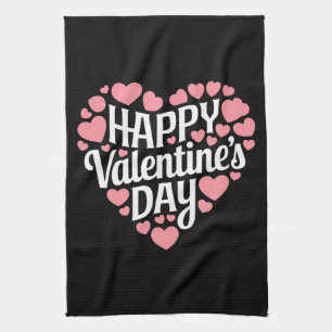 Funny Happy Valentines Day Heart Love Valentine  Kitchen Towel
