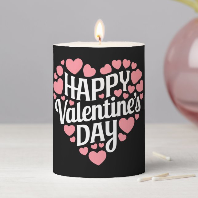 Funny Happy Valentines Day Heart Love Valentine  Pillar Candle (In Situ)