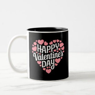 Funny Happy Valentines Day Heart Love Valentine  Two-Tone Coffee Mug