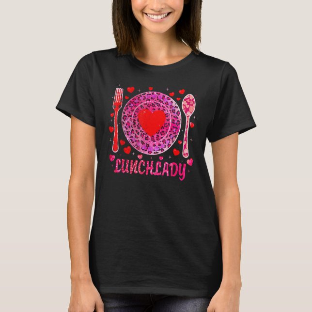 Funny Happy Valentine's Day Lunch Lady Women Match T-Shirt (Front)