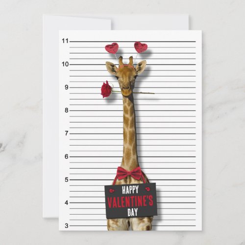 Funny Happy Valentines Day Mugshot Guilty Giraffe Invitation