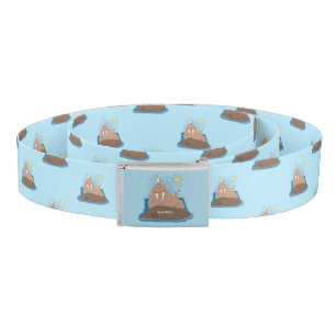 Funny happy walrus cartoon illustration belt