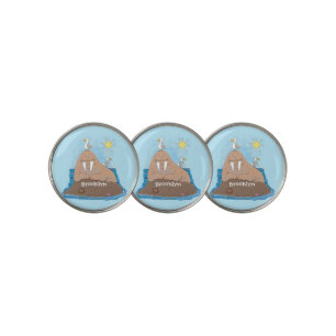 Funny happy walrus cartoon illustration golf ball marker