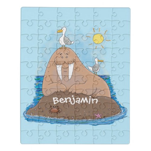 Funny happy walrus cartoon illustration jigsaw puzzle