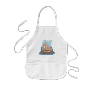 Funny happy walrus cartoon illustration kids' apron
