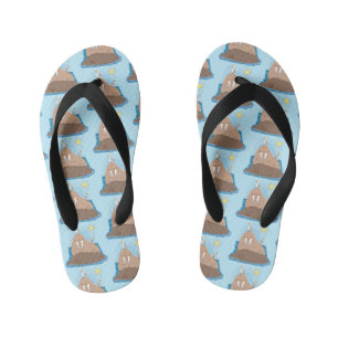 Funny happy walrus cartoon illustration kid's flip flops