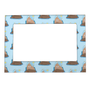 Funny happy walrus cartoon illustration magnetic frame
