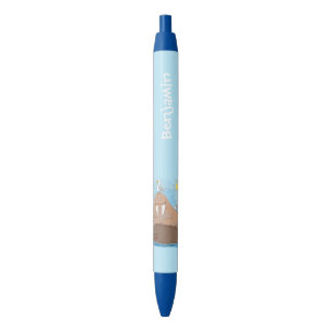 Funny happy walrus cartoon illustration pen