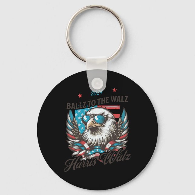 Funny Harris Walz 2024 Ballz To The Walz Election  Keychain (Front)