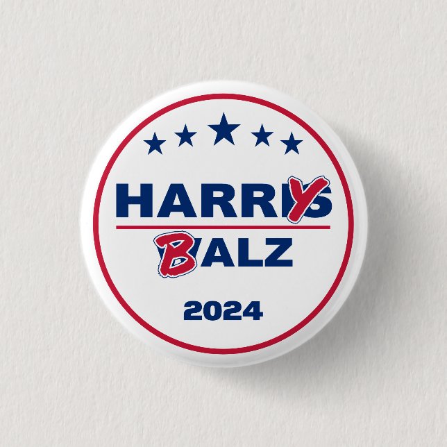 Funny Harris Walz 2024 Harry Balz 2024 Button (Front)