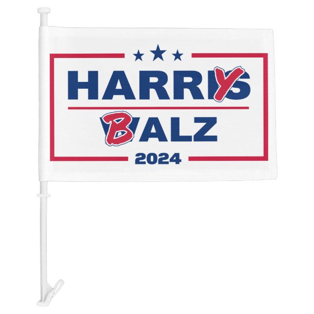 Funny Harris Walz 2024 Harry Balz 2024 Car Flag (Front)