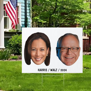 Funny Harris Walz Face Photo Sign