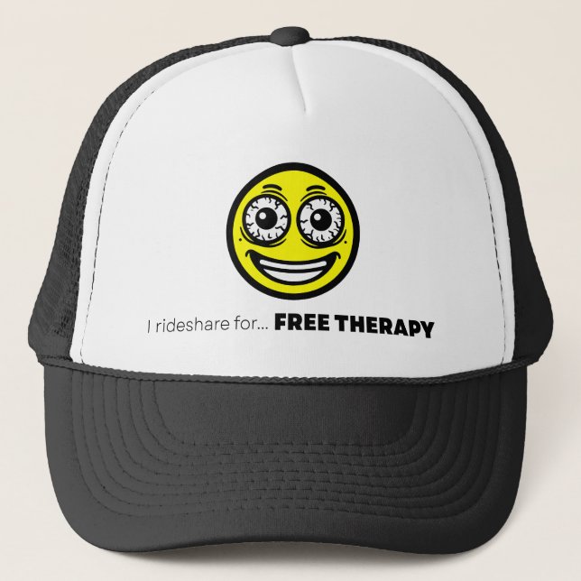 Funny Hat | Crazy Yellow Emoji | Rideshare Humor (Front)