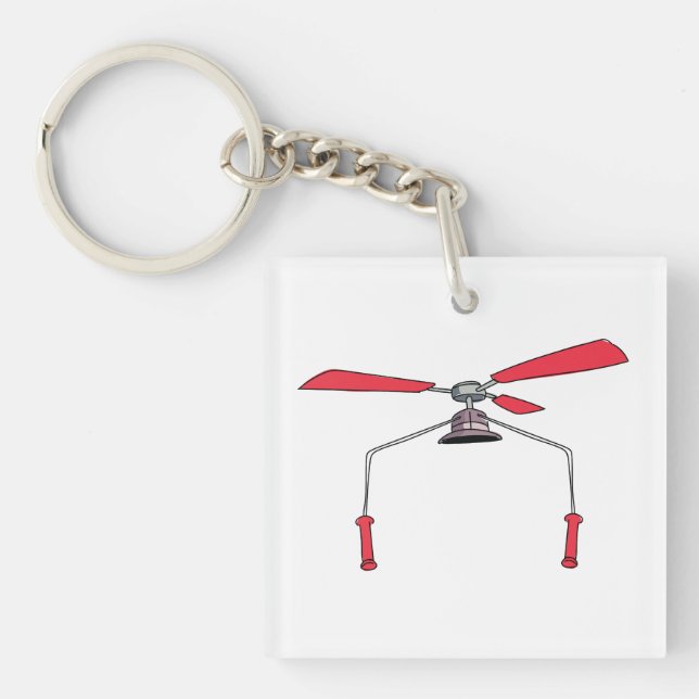 Funny Hat Gadget Helicopter. Keychain (Front)