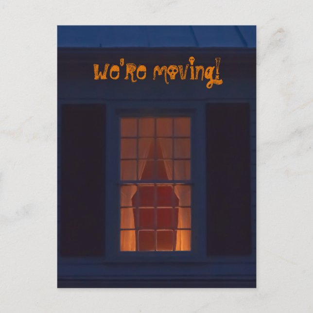 Funny Haunted House We're Moving Address Halloween Announcement Postcard (Front)