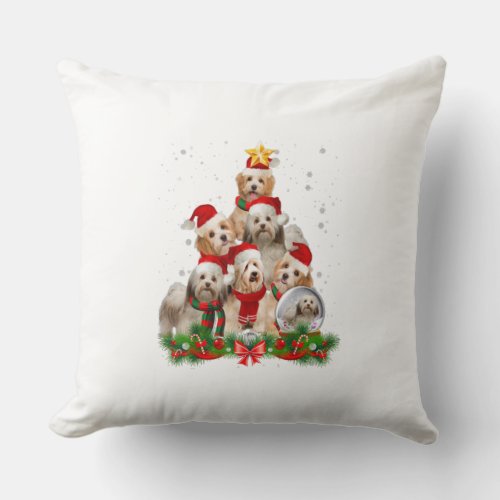 Funny Havanese Dog Christmas Tree Gift T_Shirt Throw Pillow