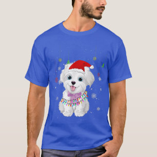 Funny Havanese Dog Santa Hat Christmas Lights Cute T-Shirt