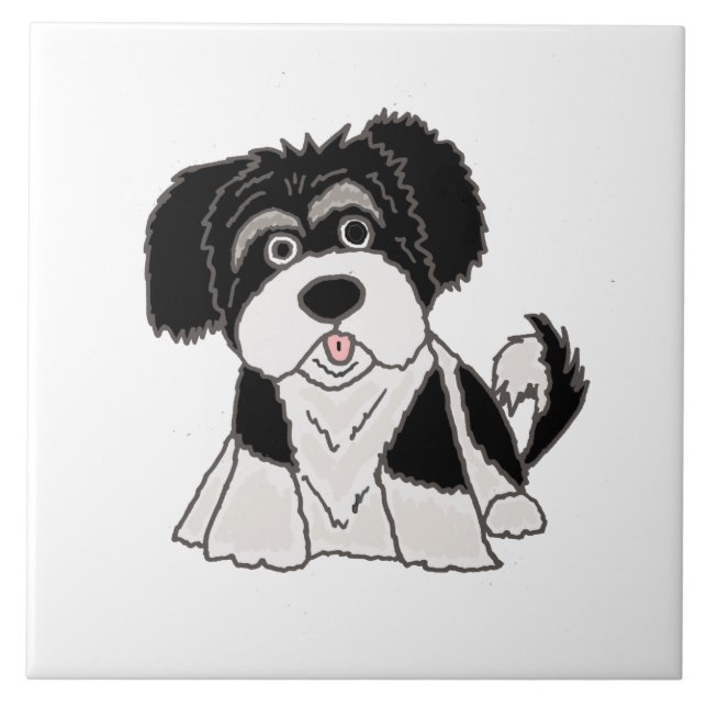 Funny Havanese Puppy Dog Cartoon Ceramic Tile (Front)