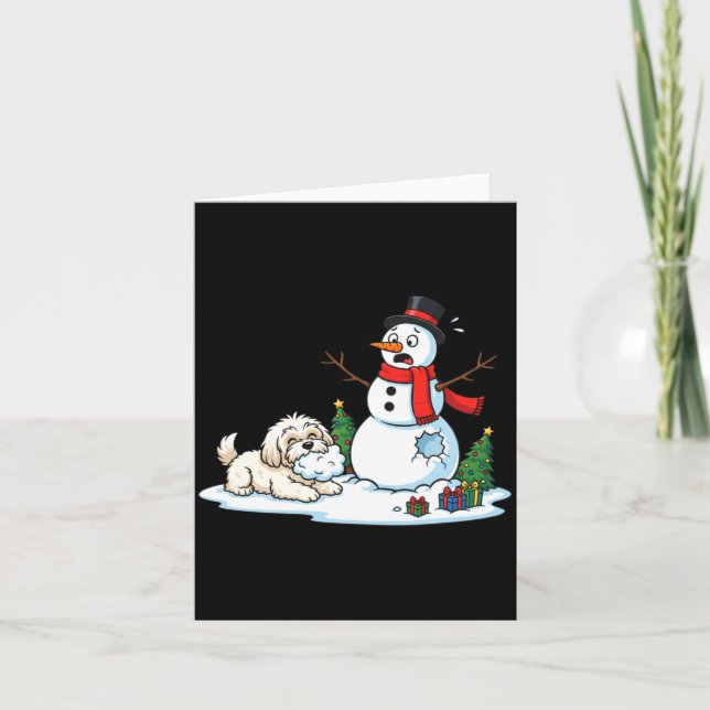 Funny Havanese Snowman Christmas Tree Xmas Womens  Card (Front)