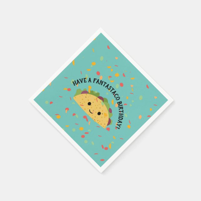 Funny Have a Fantastaco Birthday and Kawaii Taco Napkins (Corner)